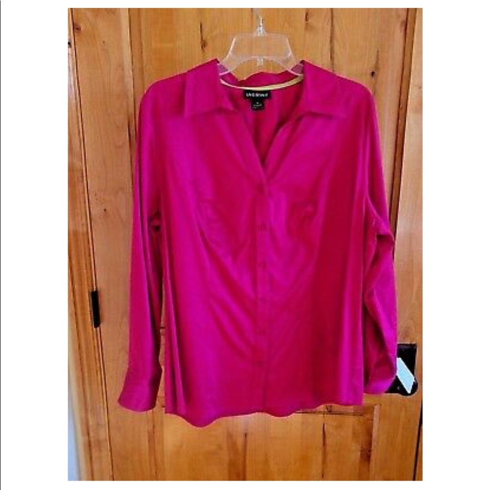 Pink Stretchable Button Down Top By Lane Bryant